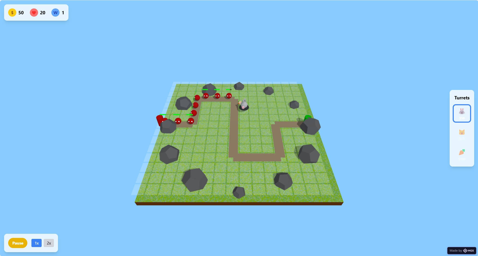 2D Cartoon Tower Defense Game