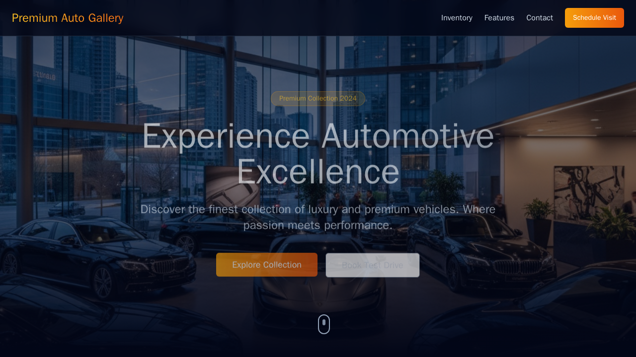 Preview of a car showroom homepage