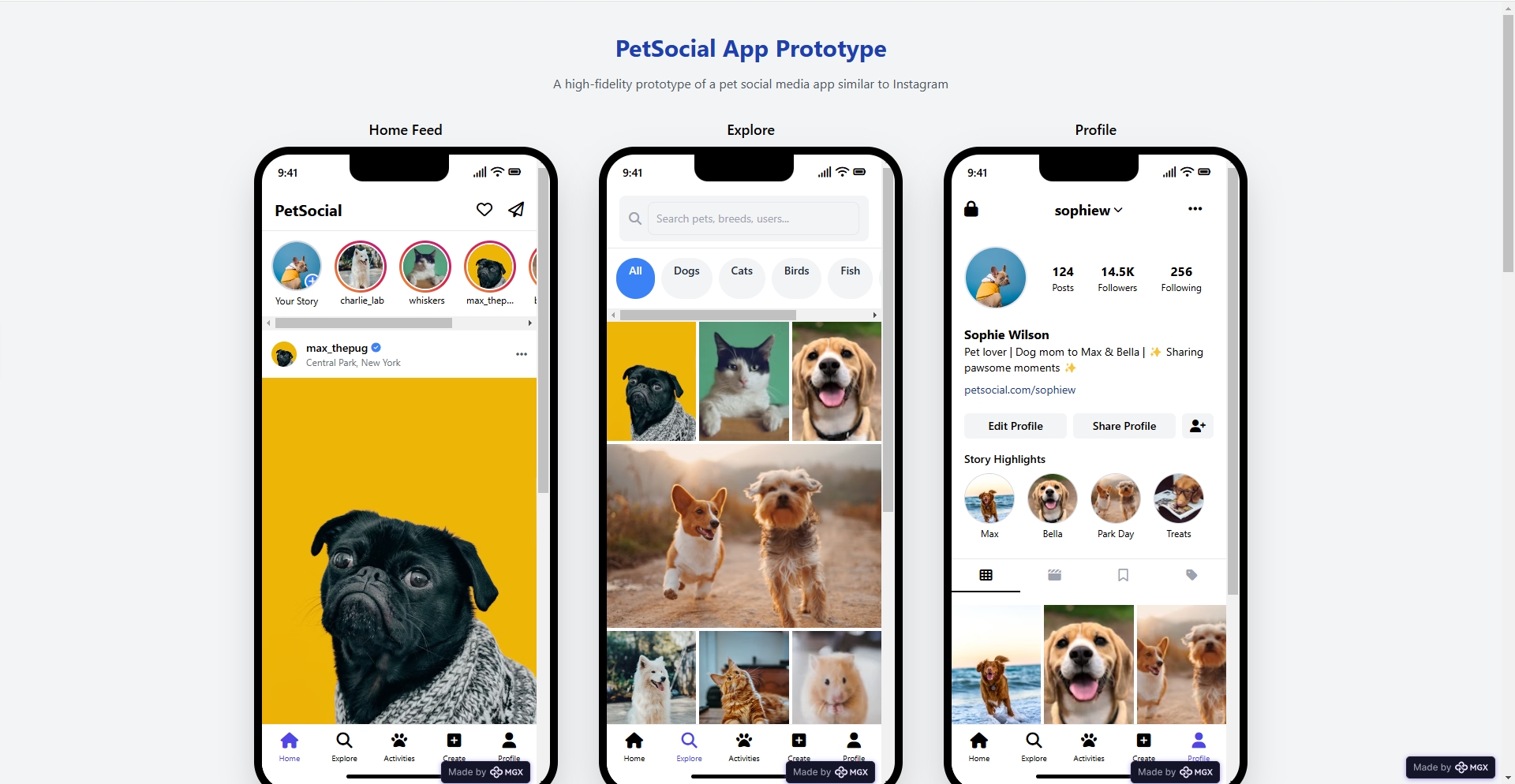 Pet App Prototype Design